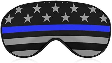 Ince Mavi Çizgi Amerikan Bayrağı Komik Uyku Göz Maskesi Yumuşak Körü Körüne Göz Kapağı Ayarlanabilir Kayış ile Gece Siperliği