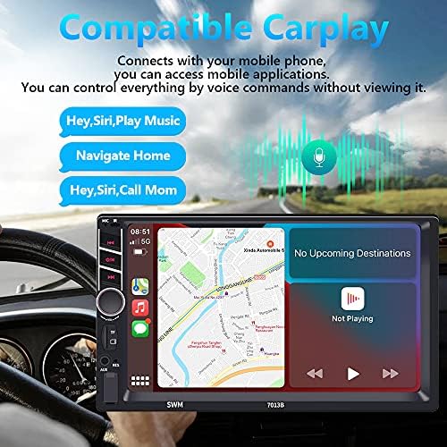 Podofo Çift Din Araba Stereo ile Apple CarPlay Android Oto 7 İnç Dokunmatik Ekran Araba Radyo ile Bluetooth, Ayna Bağlantı,