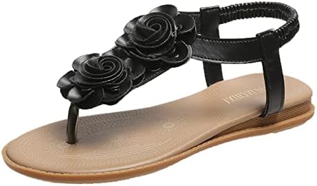 Sandalet Kadın Boyutu 39 Moda Eğlence Düz Sandalet Rahat Roma Ayakkabı Açık Çiçekler Yastık Sandalet Kadınlar için
