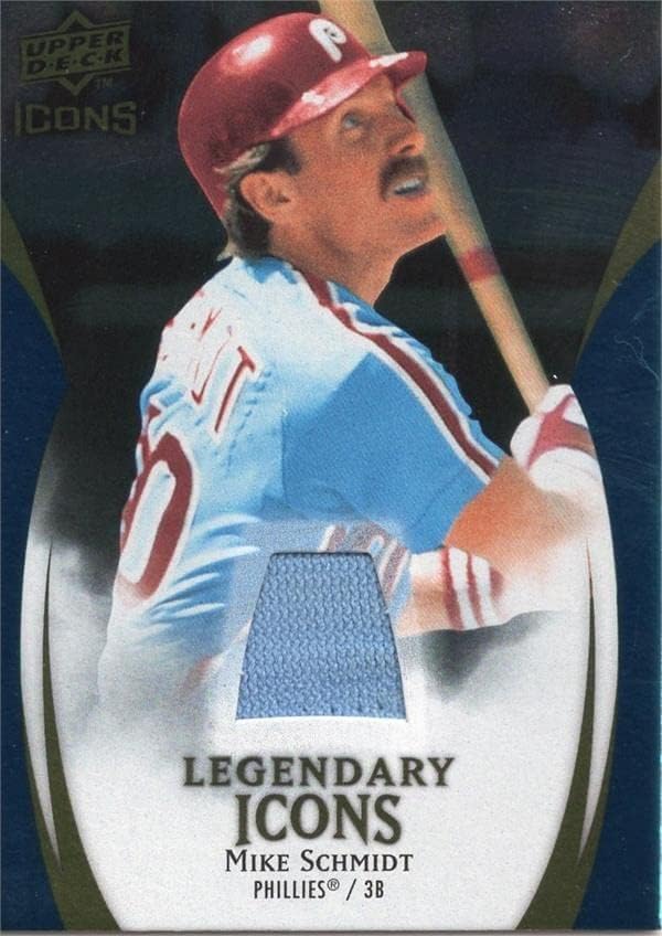 Mike Schmidt oyuncu yıpranmış jersey yama beyzbol kartı (Philadelphia Phillies) 2009 Üst Güverte Efsanevi Simgeler LIMS-MLB