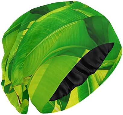 Bir Tohum İş Kap Uyku Şapka Kaput Kasketleri Yeşil Tropikal Yapraklar Kadınlar için Saç Şapkalar Gece Şal