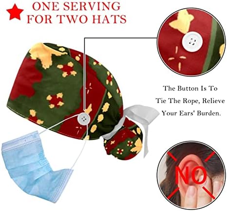 Nıaocpwy Noel Çelenk Yıldız Desen Çalışma Kapağı Düğmeleri ile Uzun Saç Elastik kurdele Geri Şapka Kadınlar için