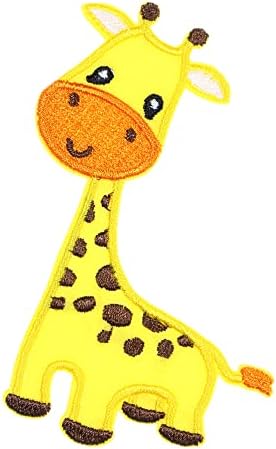 JPT-Küçük Sarı Zürafa Uzun Boyun Hayvan Sevimli Karikatür Bebek Çocuk İşlemeli Aplike Demir / Yamalar üzerinde Dikmek Rozeti