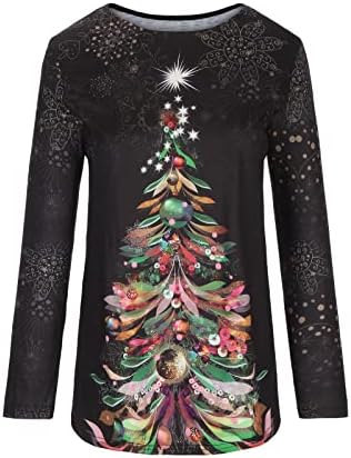 Çirkin Noel üstleri kadın Noel moda rahat Yuvarlak boyun Baskı uzun kollu bluz Xmas_Tops