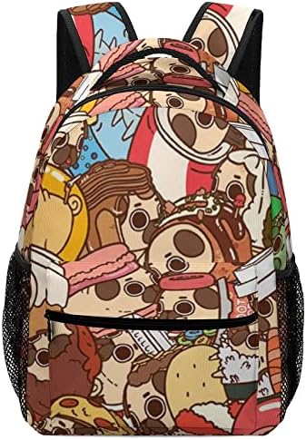 Puglie Pug Klasik Temel seyahat sırt çantası Rahat Daypacks omuzdan askili çanta Okul Çalışması için Kitap Alışveriş