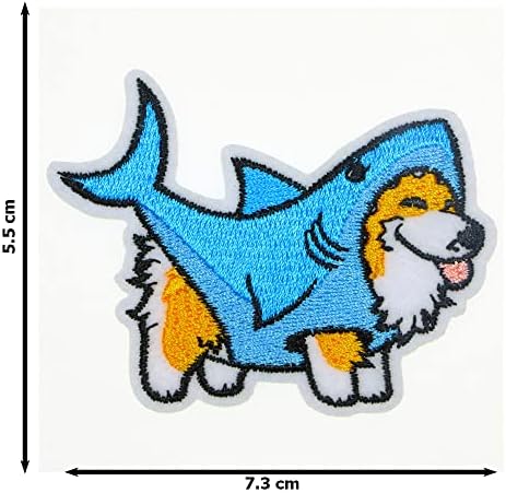 JPT-Mavi Köpekbalığı Kostümü Giyen bir Köpek Seyahat deniz Okyanus Plaj Sevimli Karikatür İşlemeli Aplike Demir / Yamalar