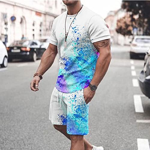 Kısa Setleri 2 Parça Kıyafetler Erkekler için Graffiti Baskılı Gevşek Spor kısa kollu tişört ve şort takımı Rahat Eşofman