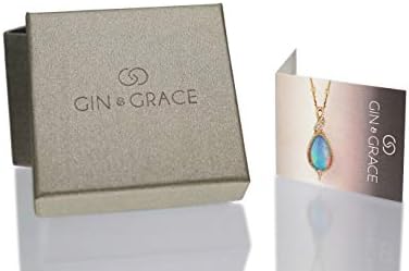 Gin & Grace 10 K Gül Altın Doğal Avustralya Opal küpe kadınlar için Elmas ile / Etik, otantik ve organik kaynaklı (Oval kesim)